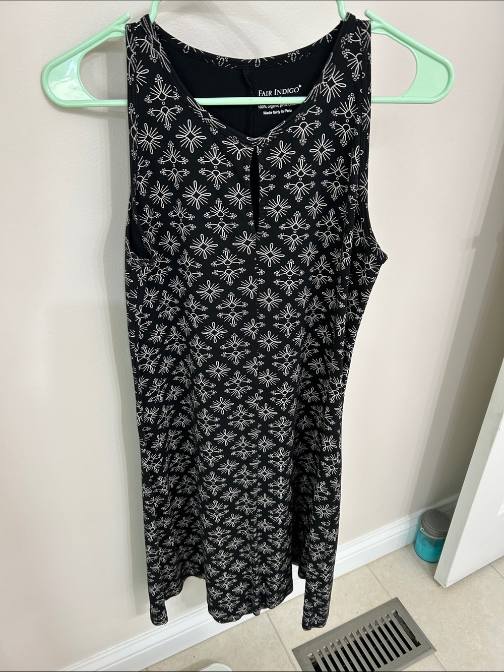 Fair Indigo Black Midi Dress with White Print